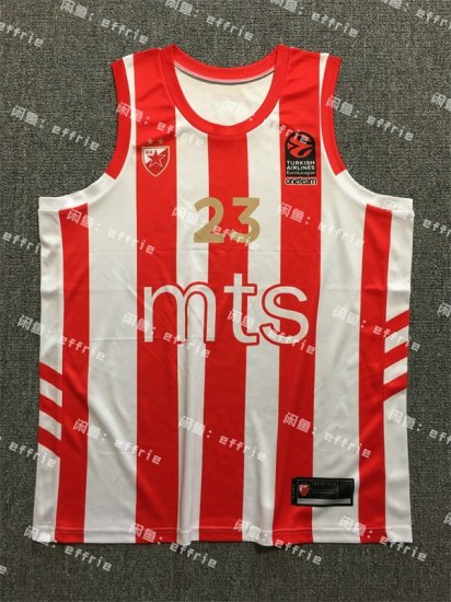 23 Marko Guduric Red Star Belgrade Basketball Jersey red and white stripes